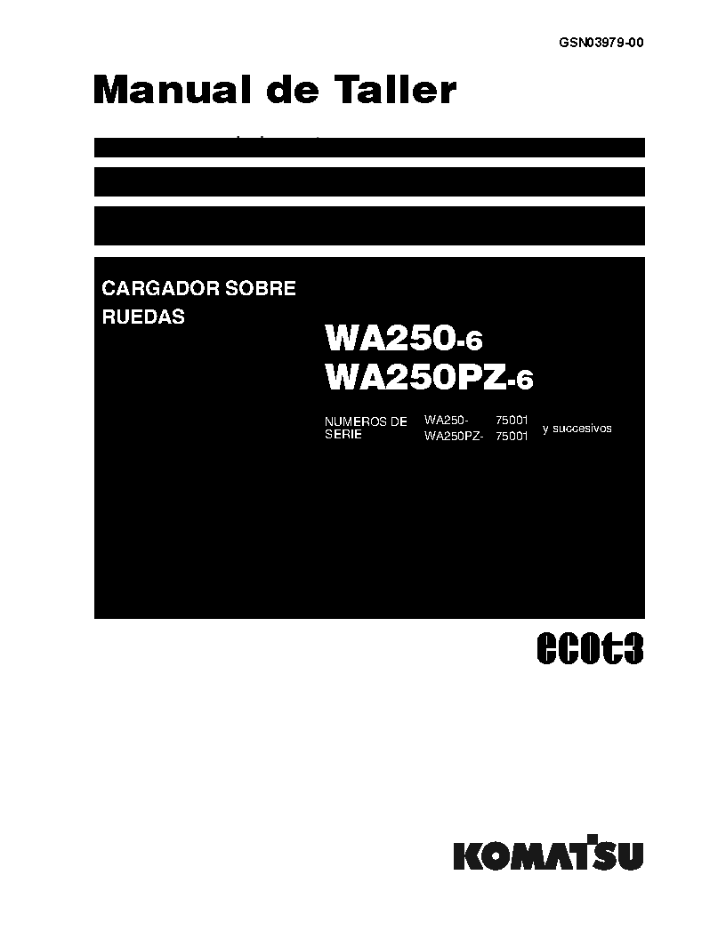 Protected: WA250PZ-6(JPN) S/N 75001-UP Shop (repair) manual (Spanish)