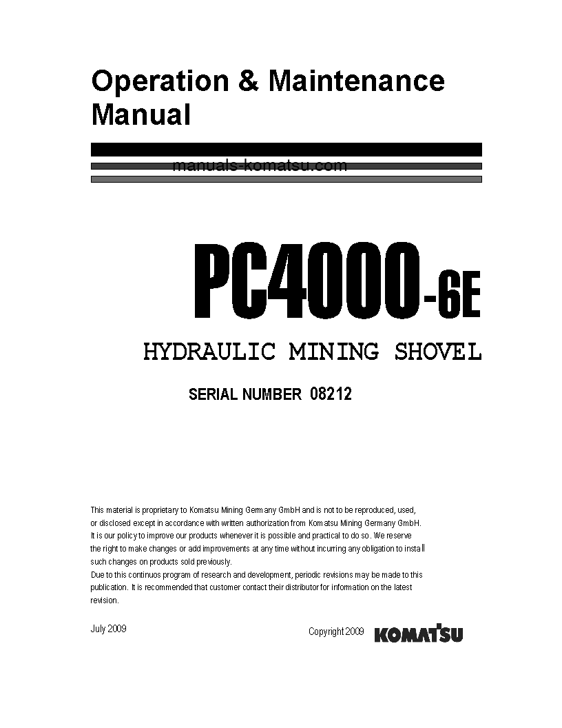 PC4000-6(DEU)-ELECTRIC MOTOR S/N 08212-08212 Operation manual (Portuguese)
