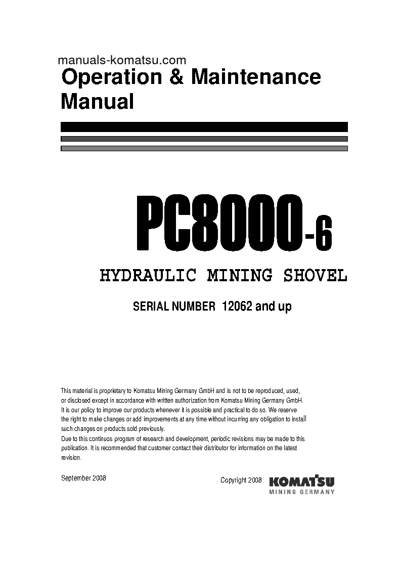 PC8000-6(DEU) S/N 12062-12062 Operation manual (English)