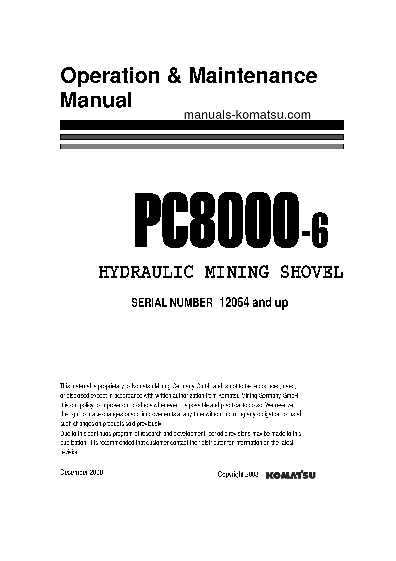 PC8000-6(DEU) S/N 12064-UP Operation manual (English)