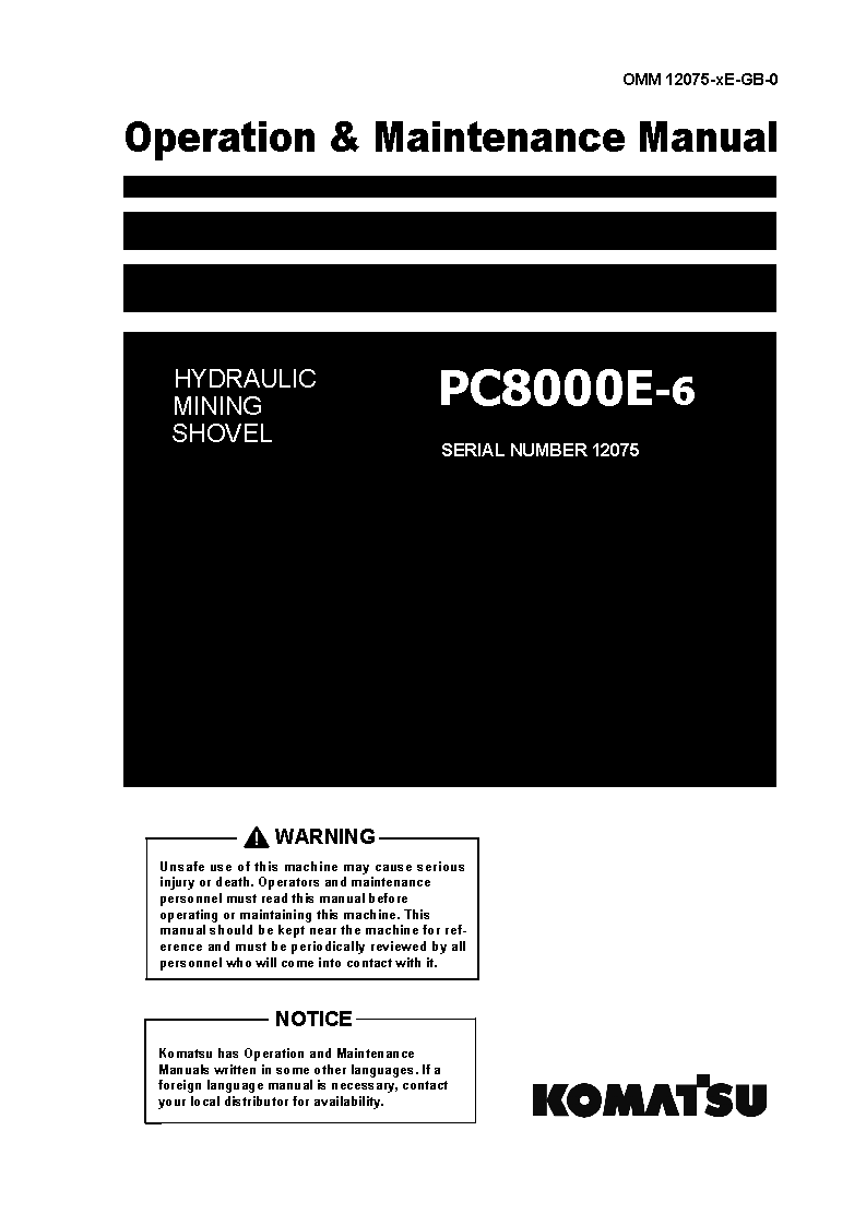 PC8000-6(DEU)-ELECTRIC MOTOR S/N 12075-12075 Operation manual (English)