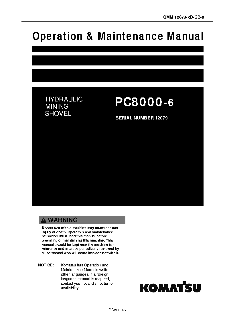 PC8000-6(DEU) S/N 12079-12079 Operation manual (English)