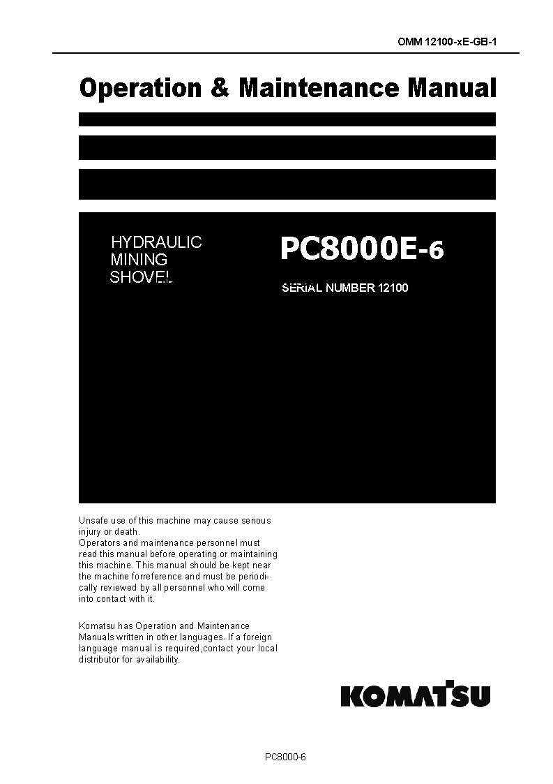 PC8000E-6(DEU) S/N 12100-12100 Operation manual (English)
