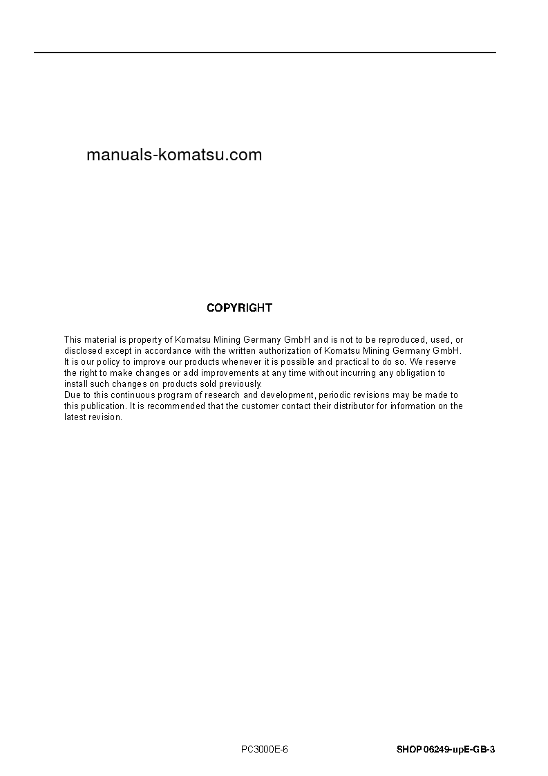 Protected: PC3000E-6(DEU) S/N 06249-46225 Shop (repair) manual (English)