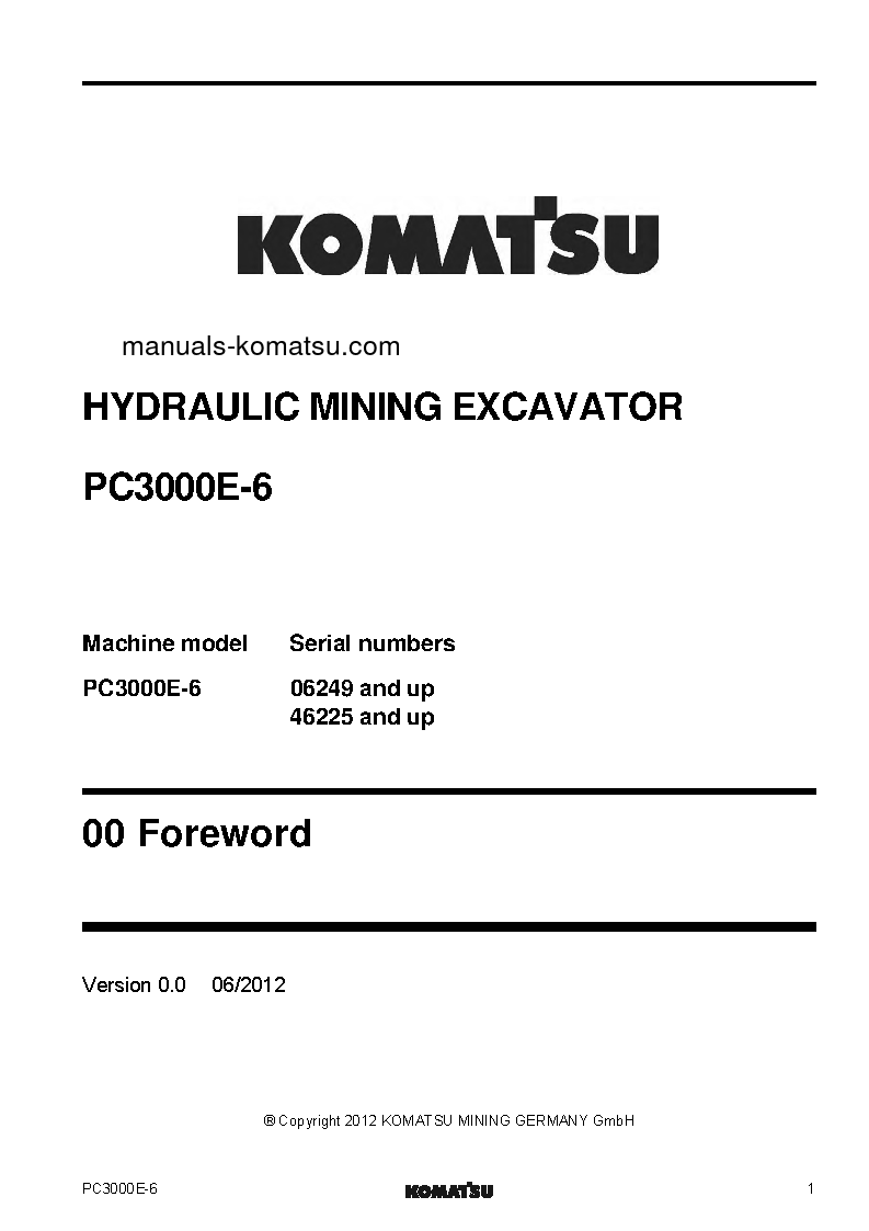 Protected: PC3000E-6(DEU) S/N 06249-46225 Shop (repair) manual (English)