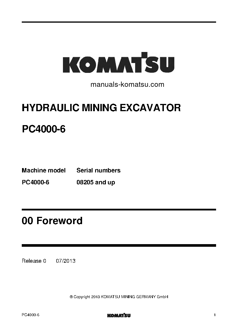 Protected: PC4000-6(DEU) S/N 08205-08205 Shop (repair) manual (English)