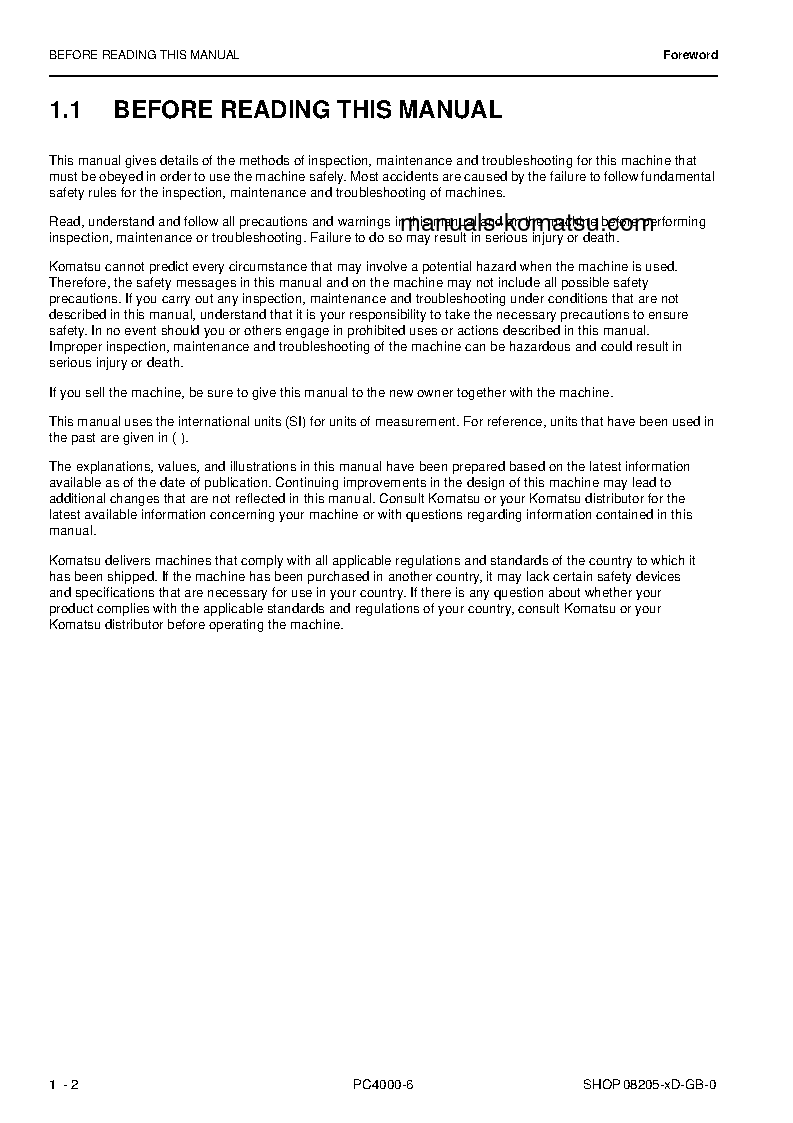 Protected: PC4000-6(DEU) S/N 08205-08205 Shop (repair) manual (English)