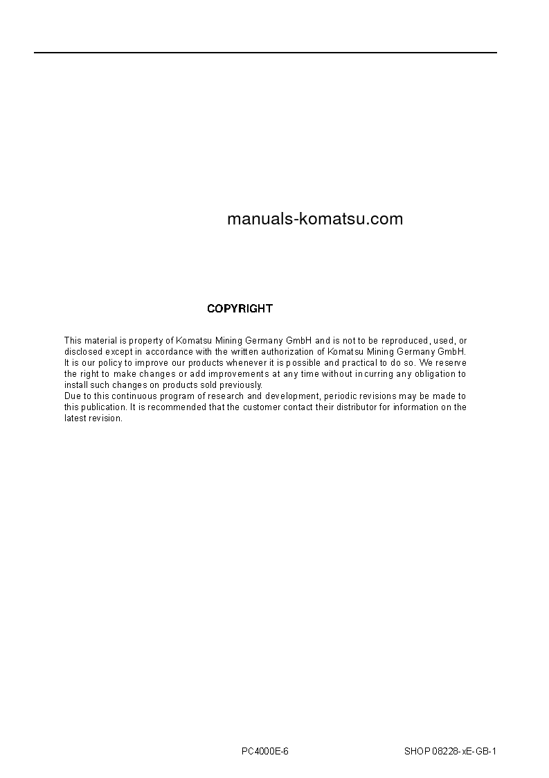 Protected: PC4000E-6(DEU) S/N 08228-08228 Shop (repair) manual (English)