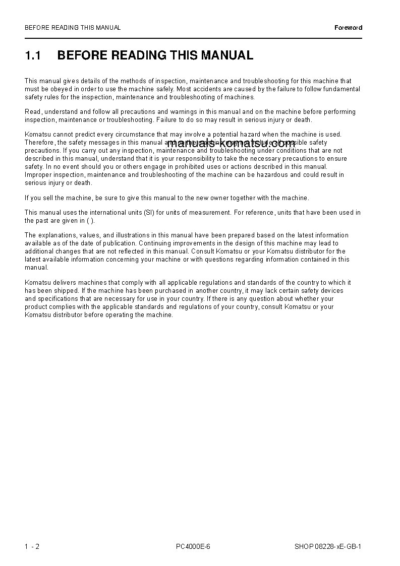 Protected: PC4000E-6(DEU) S/N 08228-08228 Shop (repair) manual (English)