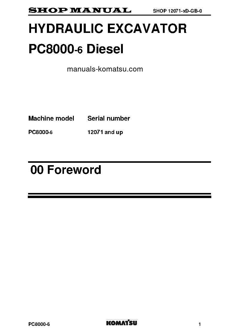 Protected: PC8000-6(DEU) S/N 12071-UP Shop (repair) manual (English)