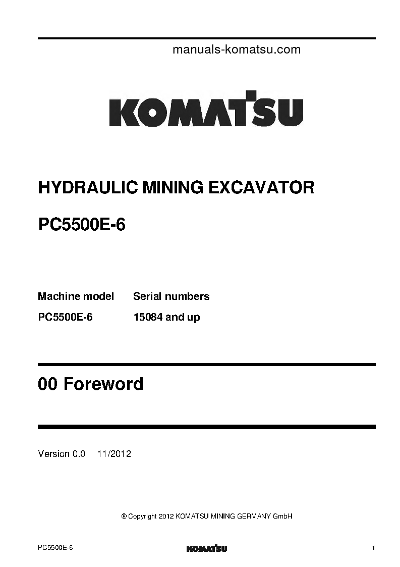 Protected: PC5500E-6(DEU) S/N 15084-UP Shop (repair) manual (English)