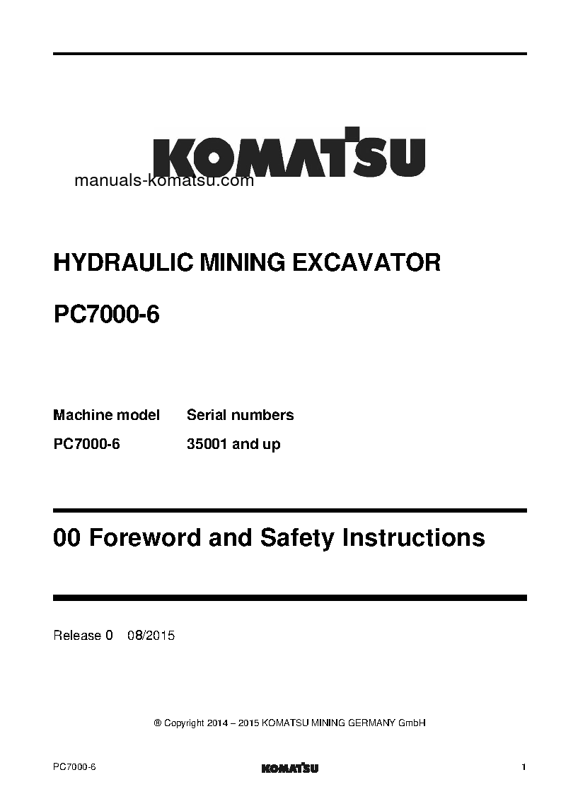 Protected: PC7000-6(DEU) S/N 35001-UP Shop (repair) manual (English)
