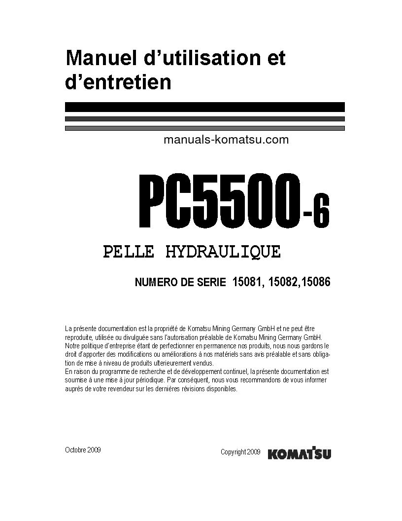PC5500-6(DEU) S/N 15086-15086 Operation manual (French)