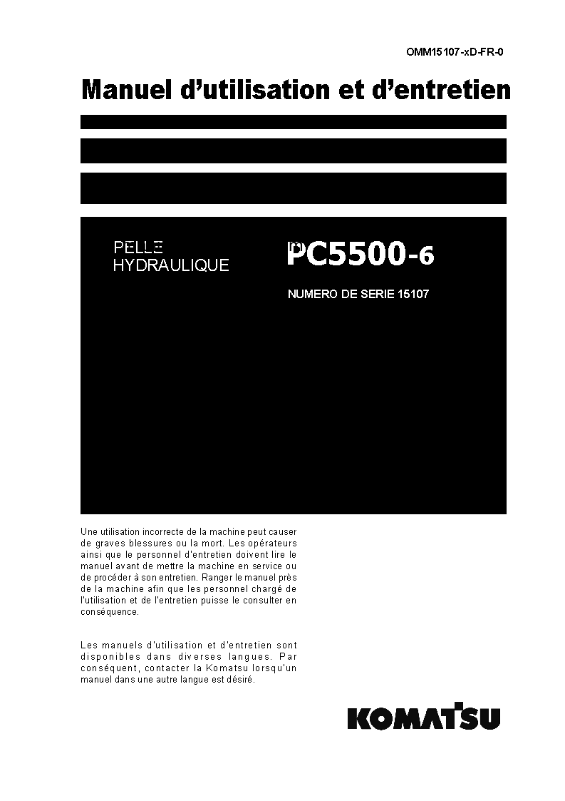 PC5500-6(DEU) S/N 15107 Operation manual (French)