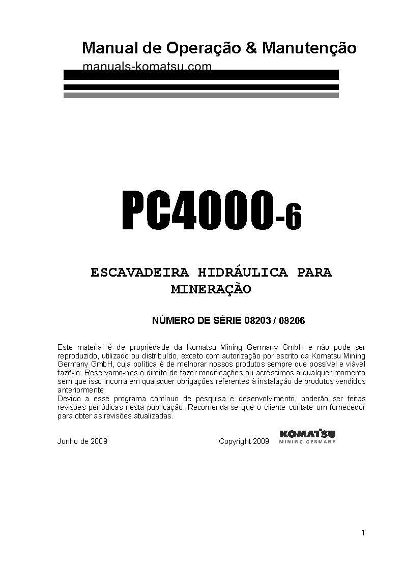 PC4000-6(DEU)-ELECTRIC MOTOR S/N 08203-08203 Operation manual (Portuguese)