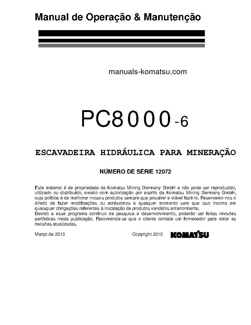 PC8000-6(DEU)-ELECTRIC MOTOR S/N 12072-12072 Operation manual (Portuguese)