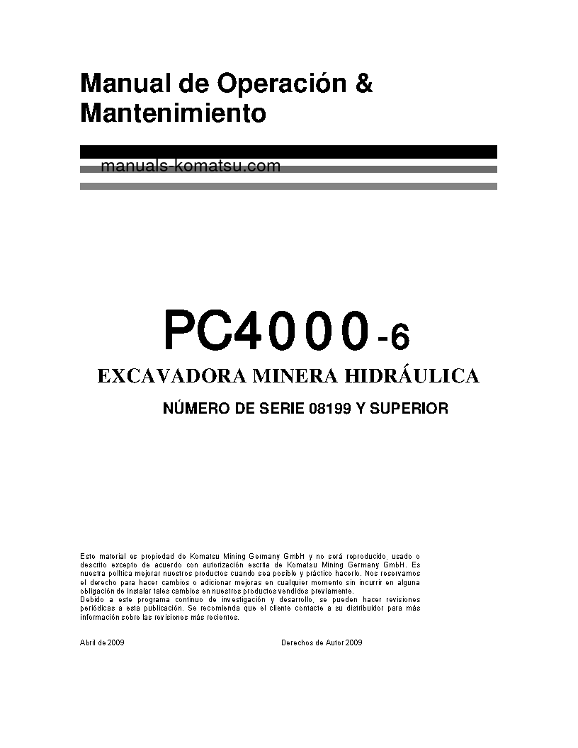 PC4000-6(DEU) S/N 08199-UP Operation manual (Spanish)