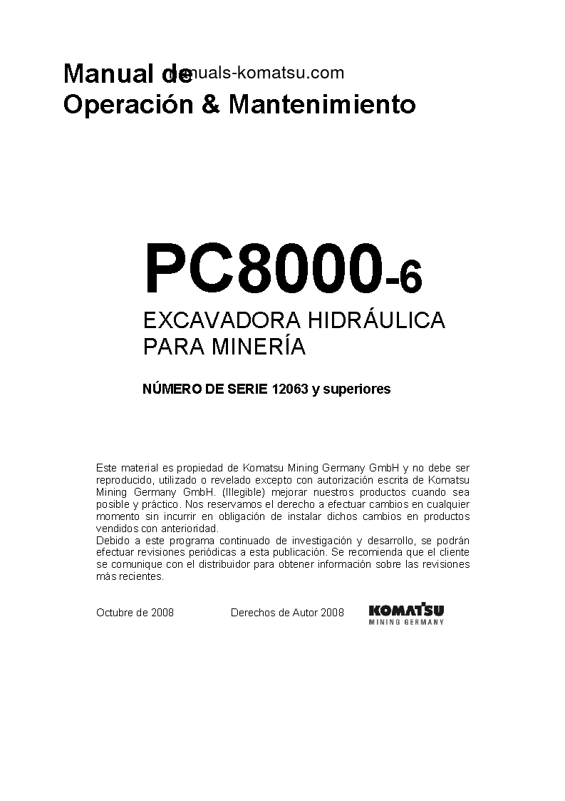 PC8000-6(DEU)-ELECTRIC MOTOR S/N 12063-UP Operation manual (Spanish)