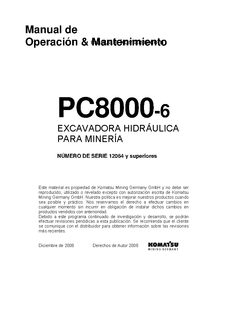 PC8000-6(DEU) S/N 12064-UP Operation manual (Spanish)