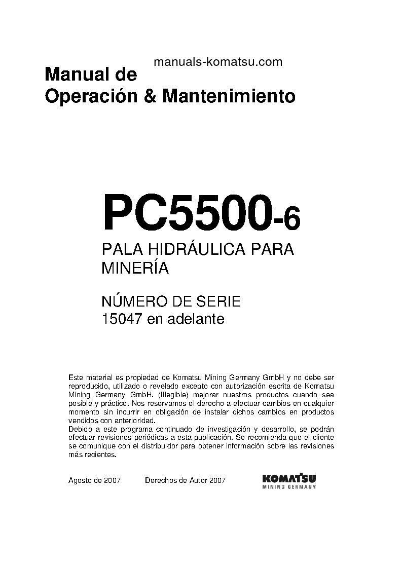 PC5500-6(DEU) S/N 15047 Operation manual (Spanish)