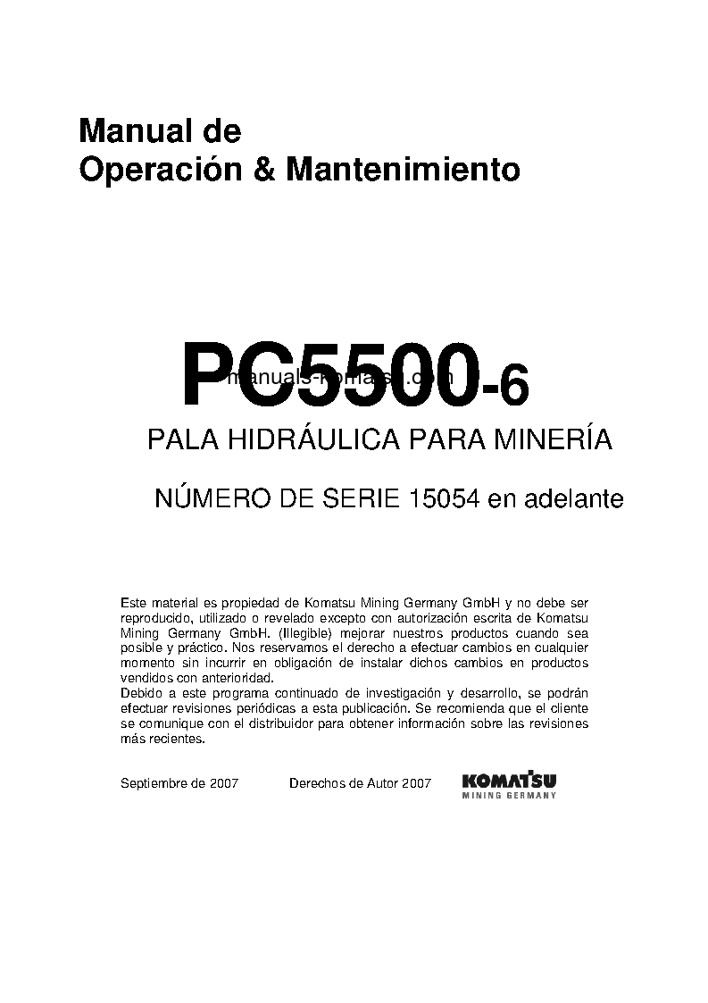 PC5500-6(DEU) S/N 15054 Operation manual (Spanish)