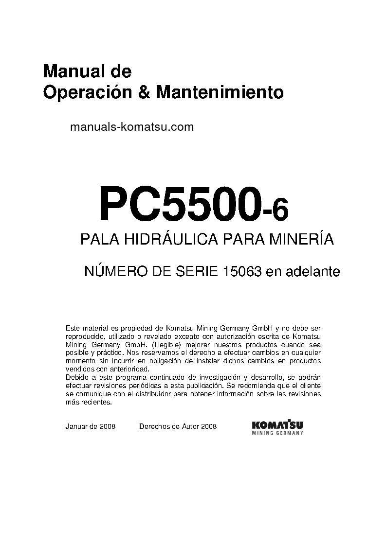 PC5500-6(DEU) S/N 15063 Operation manual (Spanish)