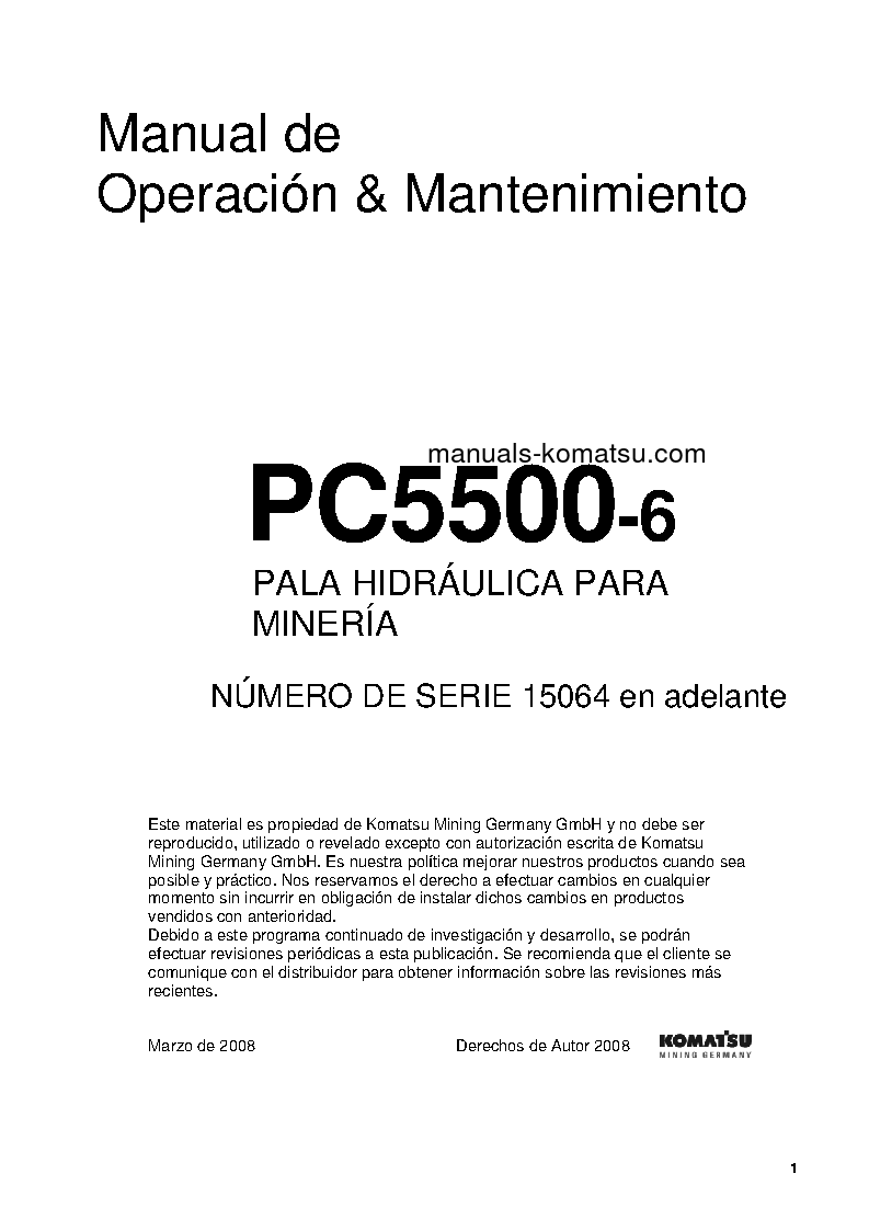 PC5500-6(DEU) S/N 15064 Operation manual (Spanish)