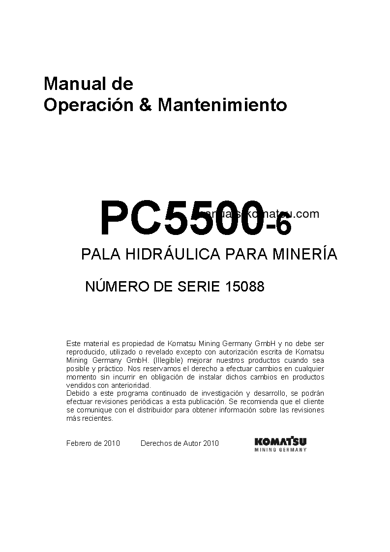 PC5500-6(DEU) S/N 15088-15088 Operation manual (Spanish)