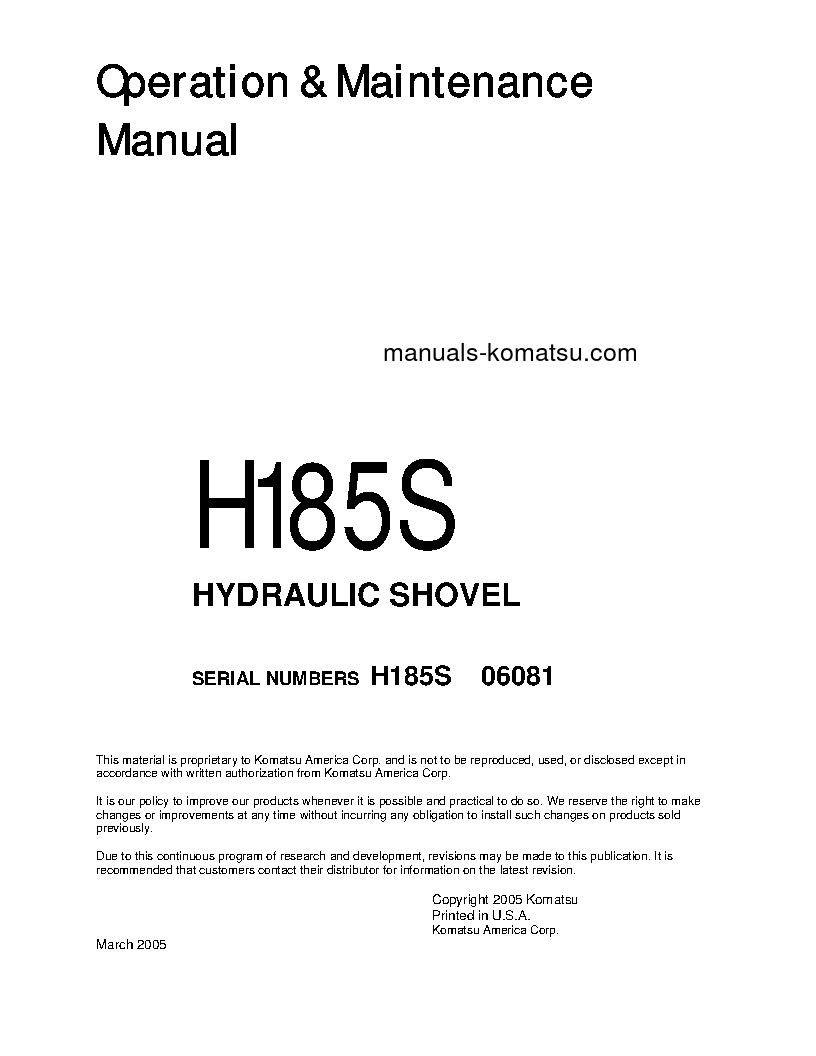 H185S(DEU) S/N 06081 Operation manual (English)