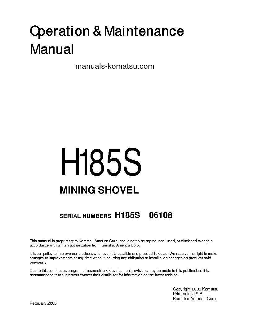H185S(DEU) S/N 06108 Operation manual (English)