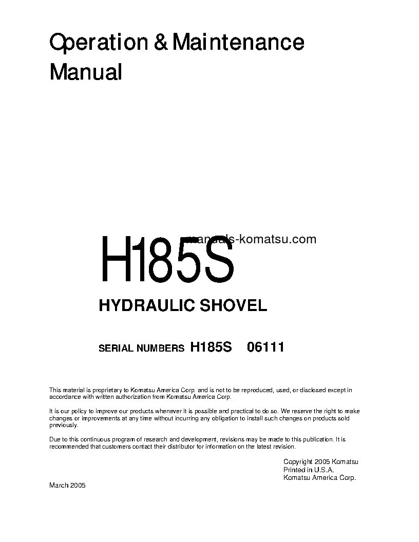 H185S(DEU) S/N 06111 Operation manual (English)