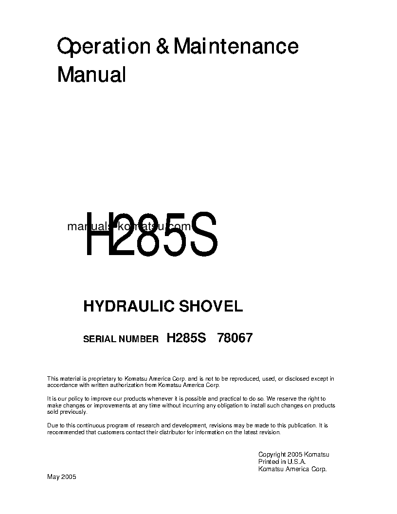 H285S(DEU) S/N 78067 Operation manual (English)