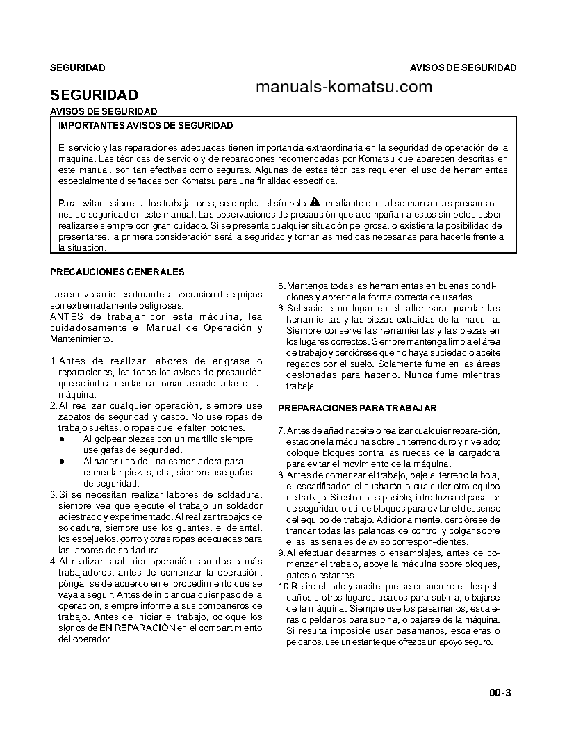 Protected: HD785-5(JPN) S/N 4001-UP Shop (repair) manual (Spanish)