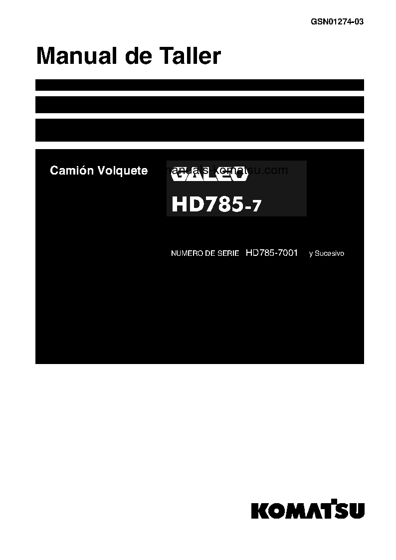 HD785-7(JPN) S/N 7001-UP Shop (repair) manual (Spanish)