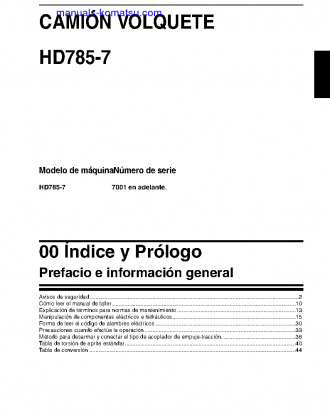 HD785-7(JPN) S/N 7001-UP Shop (repair) manual (Spanish)