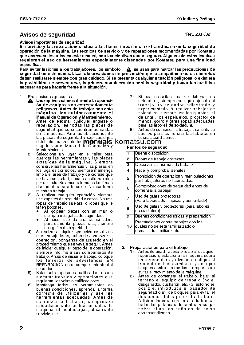 Protected: HD785-7(JPN) S/N 7001-UP Shop (repair) manual (Spanish)