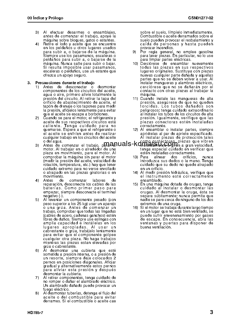 Protected: HD785-7(JPN) S/N 7001-UP Shop (repair) manual (Spanish)