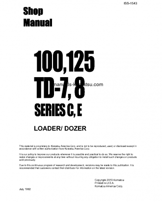 125C S/N ALL Shop (repair) manual (English)