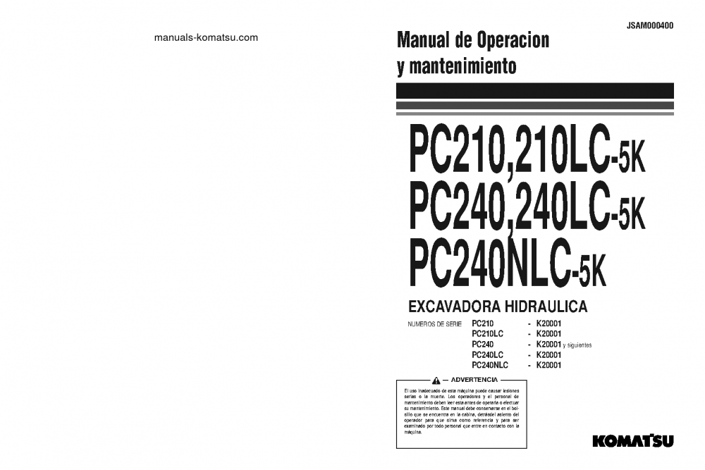PC240LC-5(GBR)-K S/N K20001-UP Operation manual (Spanish)