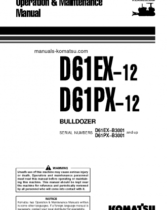 D61PX-12(BRA)-SA S/N B3001-UP Operation manual (English)