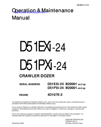 D51PXI-24(BRA) S/N B20001-UP Operation manual (English)