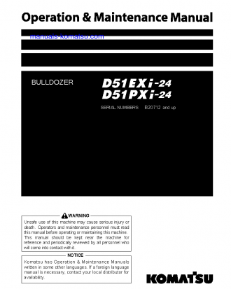 D51PXI-24(BRA) S/N B20712-UP Operation manual (English)