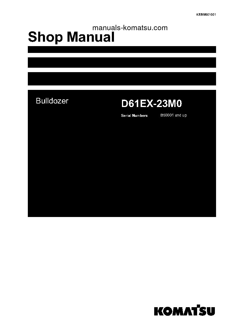 D61EX-23(BRA)-M0 S/N B50001-UP Shop (repair) manual (English)