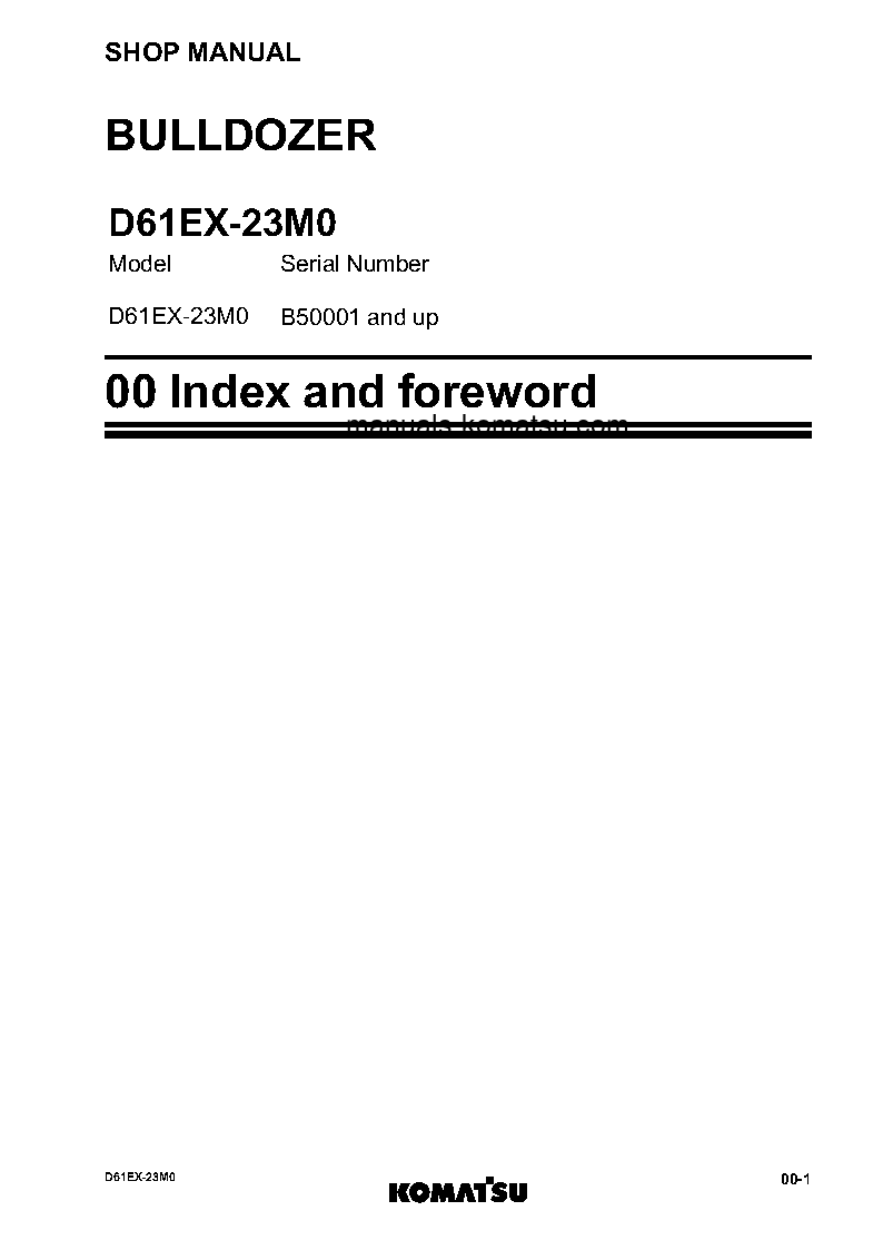 Protected: D61EX-23(BRA)-M0 S/N B50001-UP Shop (repair) manual (English)
