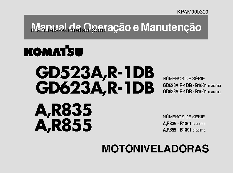 GD523R-1(JPN) S/N B1001-UP Operation manual (Portuguese)