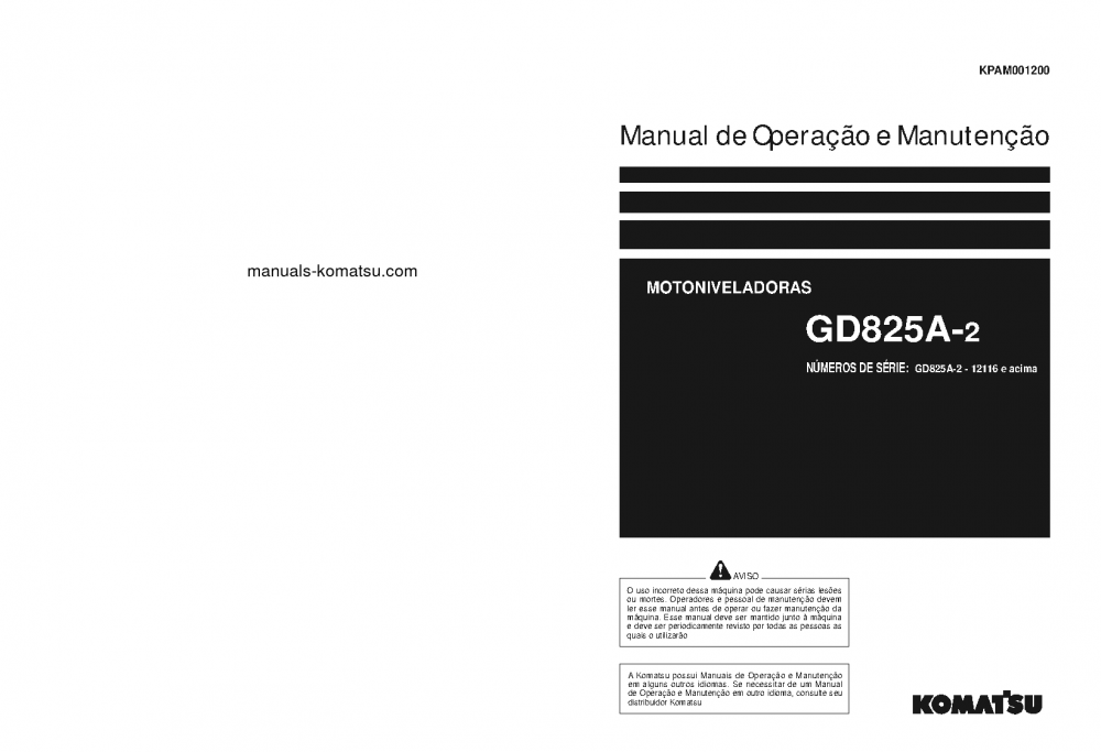 GD825A-2(JPN) S/N 12116-UP Operation manual (Portuguese)