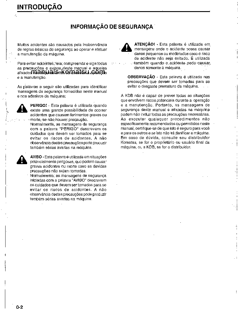 Protected: WA180-1(BRA)-B S/N B1340-UP Operation manual (Portuguese)