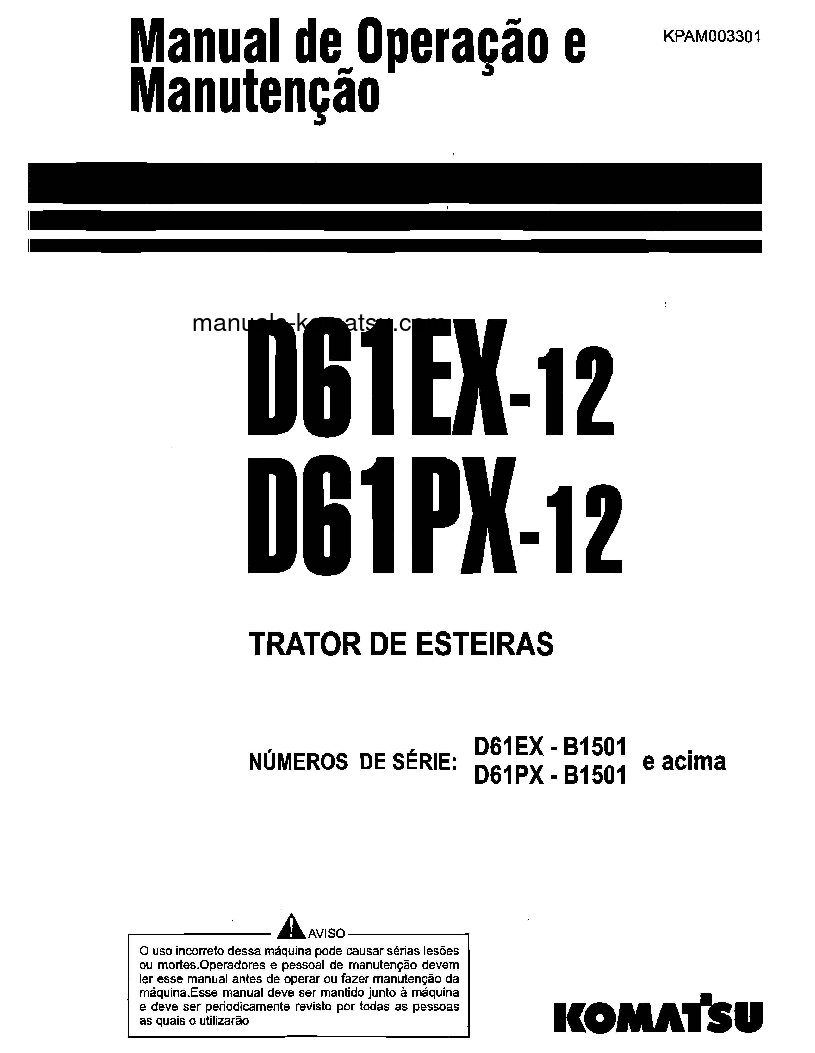 D61PX-12(BRA) S/N B1501-UP Operation manual (Portuguese)