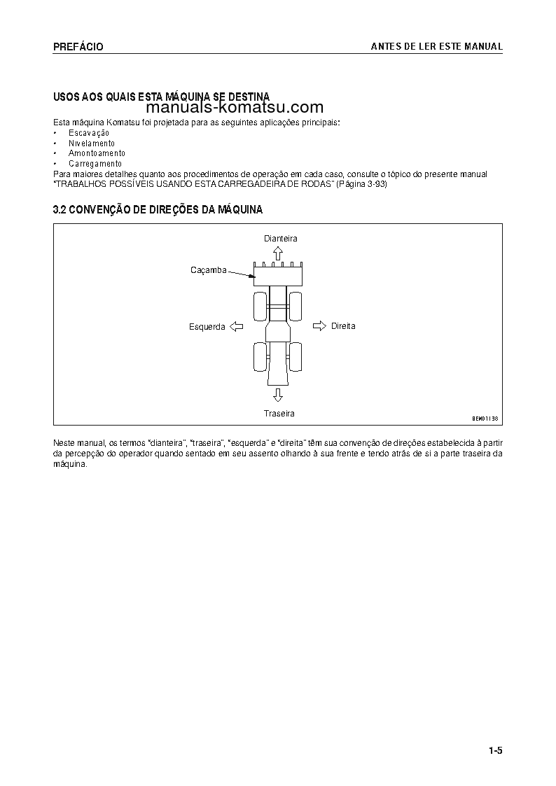 Protected: WA200-5(BRA) S/N B10922-UP Operation manual (Portuguese)