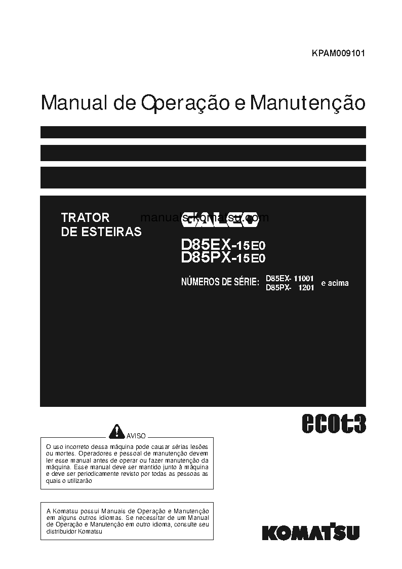 D85PX-15(JPN)-E0 S/N 1201-UP Operation manual (Portuguese)
